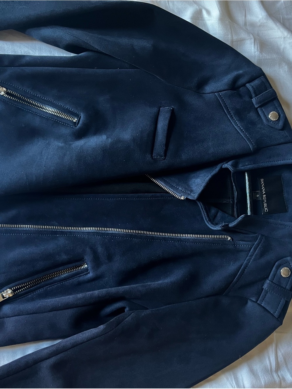 Banana Republic Women's Navy Blue Suede Moto Jacket